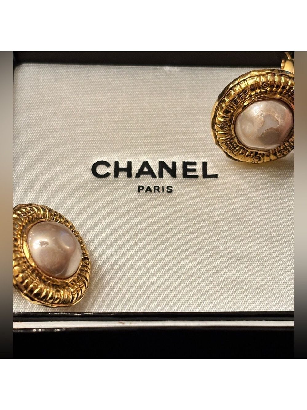 CHANEL Gold and Cream Statement Earrings - Clip on - Picture 9 of 10